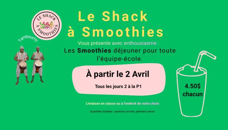 Les Smoothies déjeuner pour toute l'équipe-école