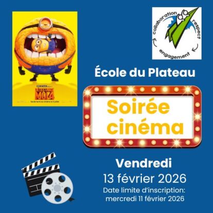 Soirée Cinéma à l'École du Plateau du 13 février