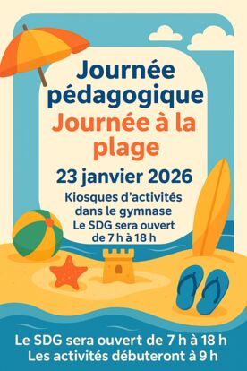 Journée pédagogique – Thème “Journée à la plage” – 23 janvier 2026