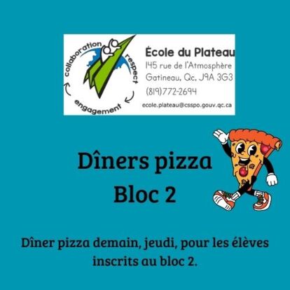 Campagne de financement - Diner Pizza - Bloc 2