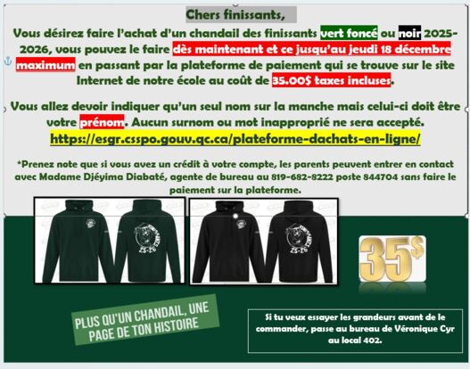 Chandail des finissants